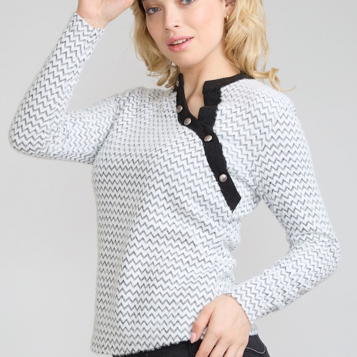 TENTATION - Sweater Angora Bicolor Black Tentation