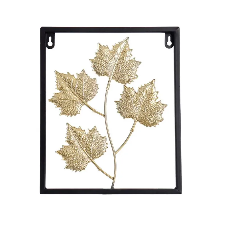 NEWTREE - Adorno de Pared Decorativo Diseño Hojas Doradas 25x30cm