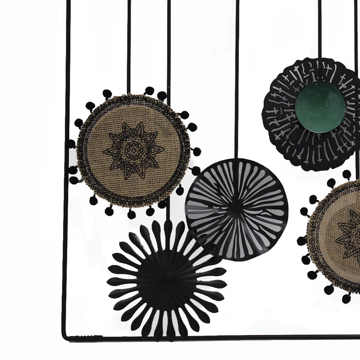 NEWTREE - Adorno de Pared Cuadro Decorativo Diseño Bohemio Negro 45x45cm