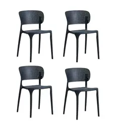 TEVERE - Pack 4 Silla Escritorio Apilable Negras