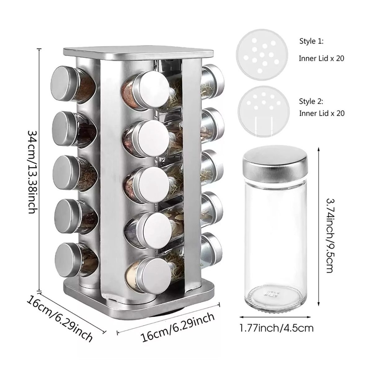 GENERICO - Especiero Giratorio De Acero Inoxidable