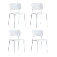 TEVERE - Pack 4 Silla Escritorio Apilables Blancas