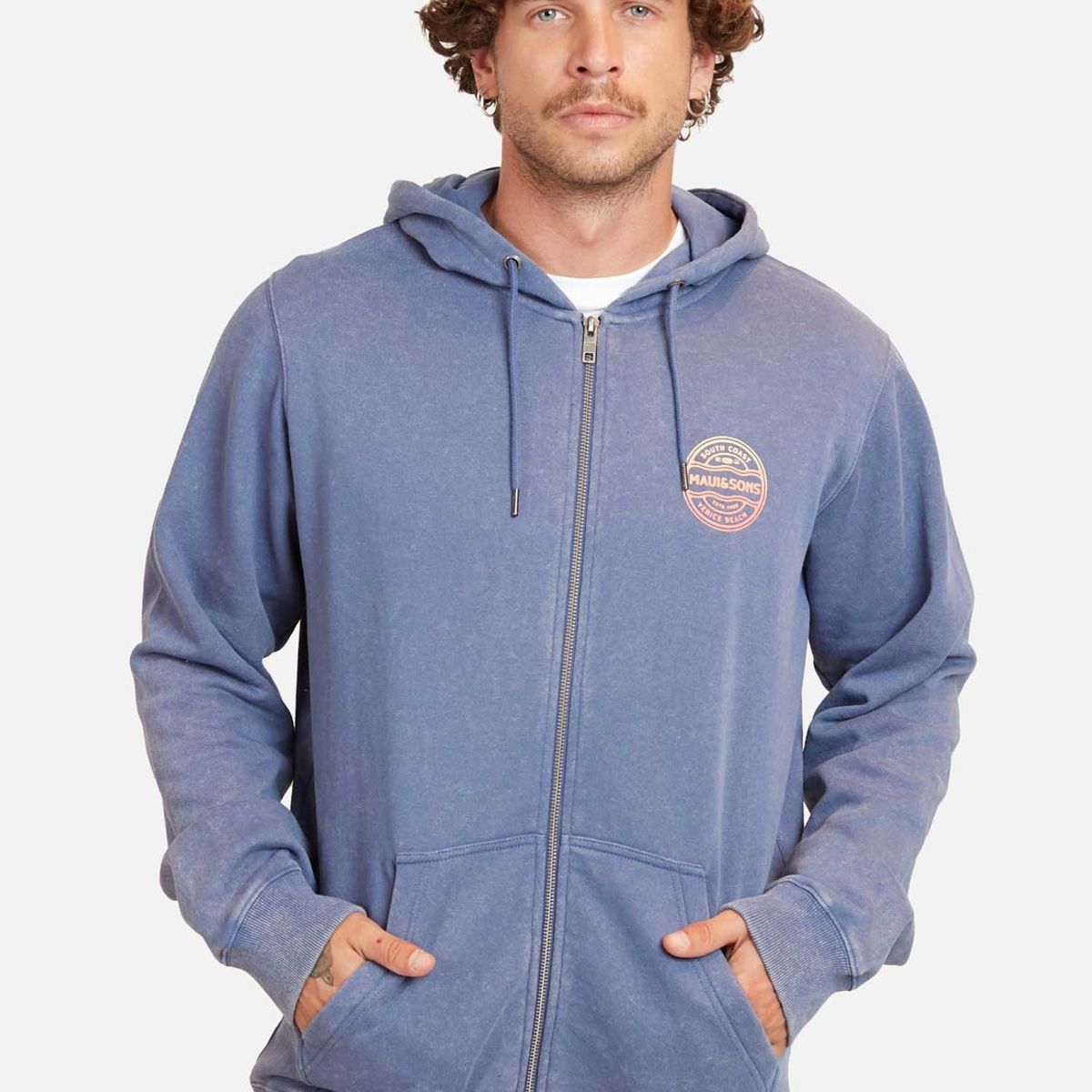 MAUI AND SONS - Poleron Venice Lax Fz Azul Marino Hombre Maui And Sons