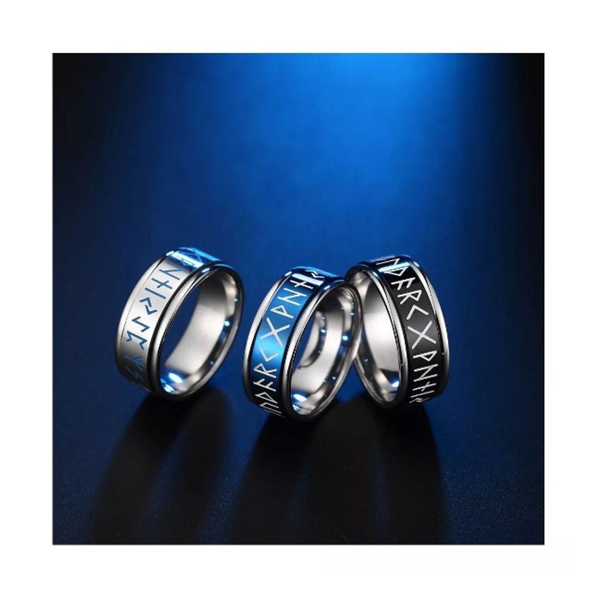 GENERICO - Anillo Runas Vikingo Nórdico En Titanio Giratoria Hombre