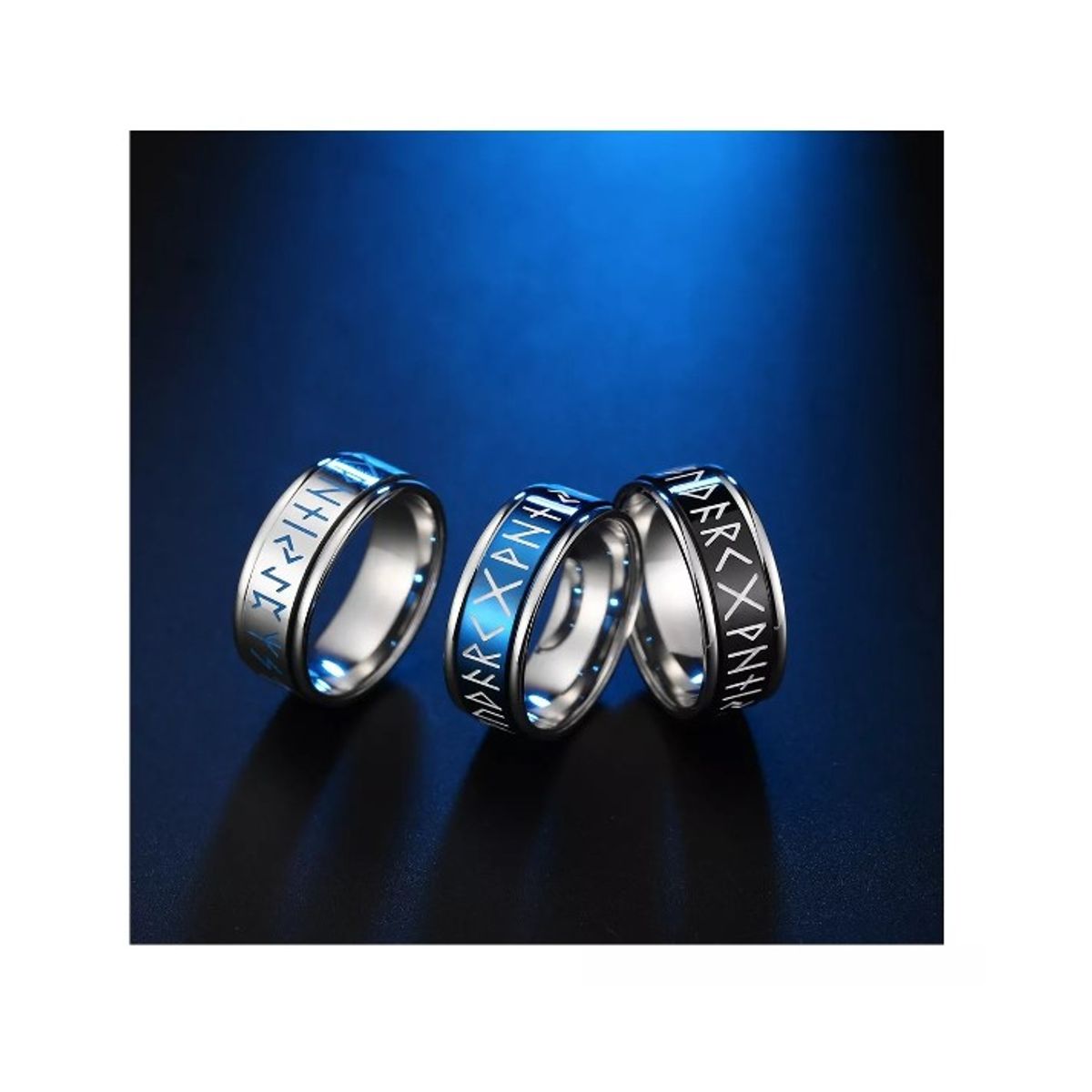 GENERICO - Anillo Runas Vikingo Nórdico En Titanio Giratoria Hombre