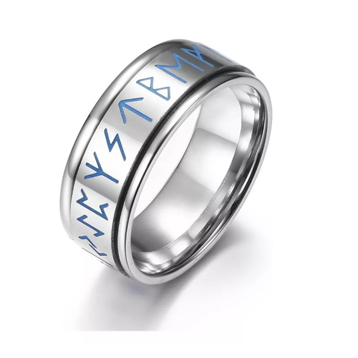 GENERICO - Anillo Runas Vikingo Nórdico En Titanio Giratoria Hombre