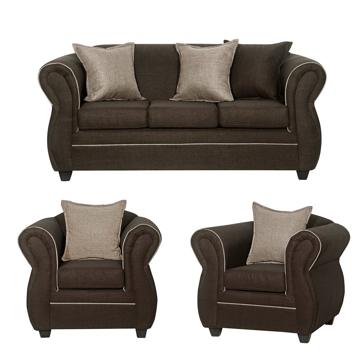 BLACK FACTORY - Juego de Living 3 1 1 Emili Cafe