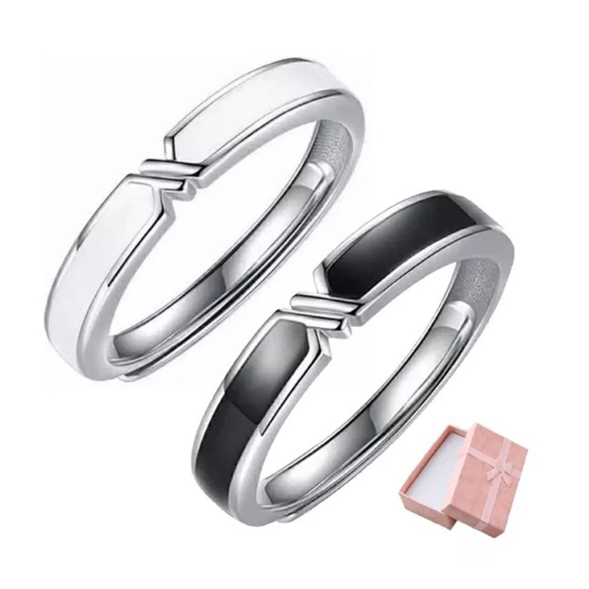 GENERICO - Una Pareja Anillos Compromiso Promesa Ajustable