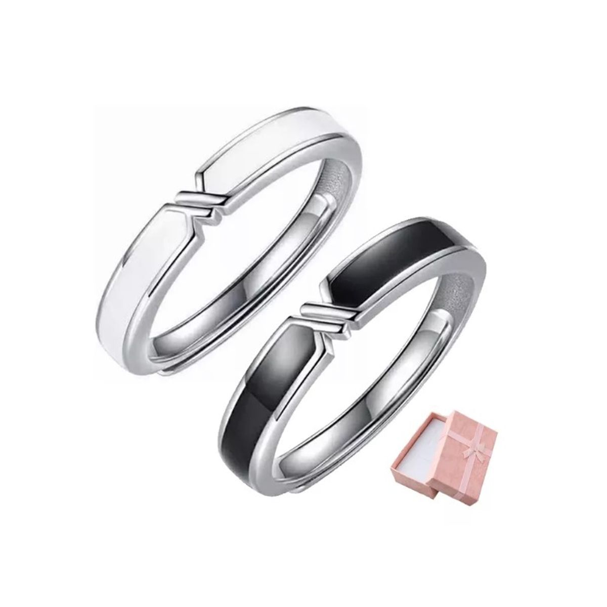 GENERICO - Una Pareja Anillos Compromiso Promesa Ajustable