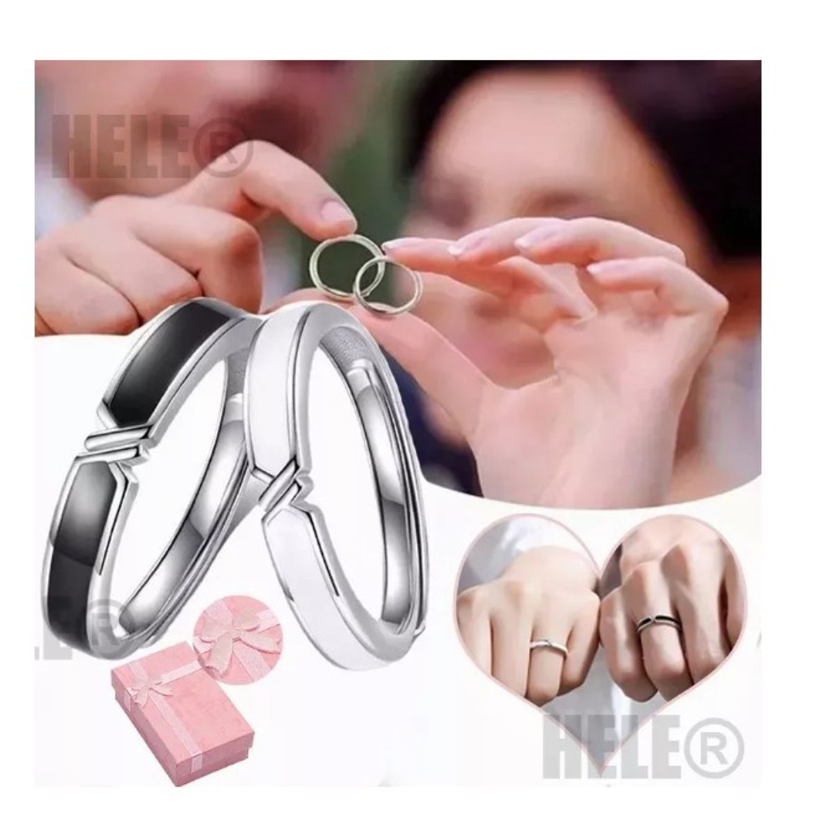 GENERICO - Una Pareja Anillos Compromiso Promesa Ajustable