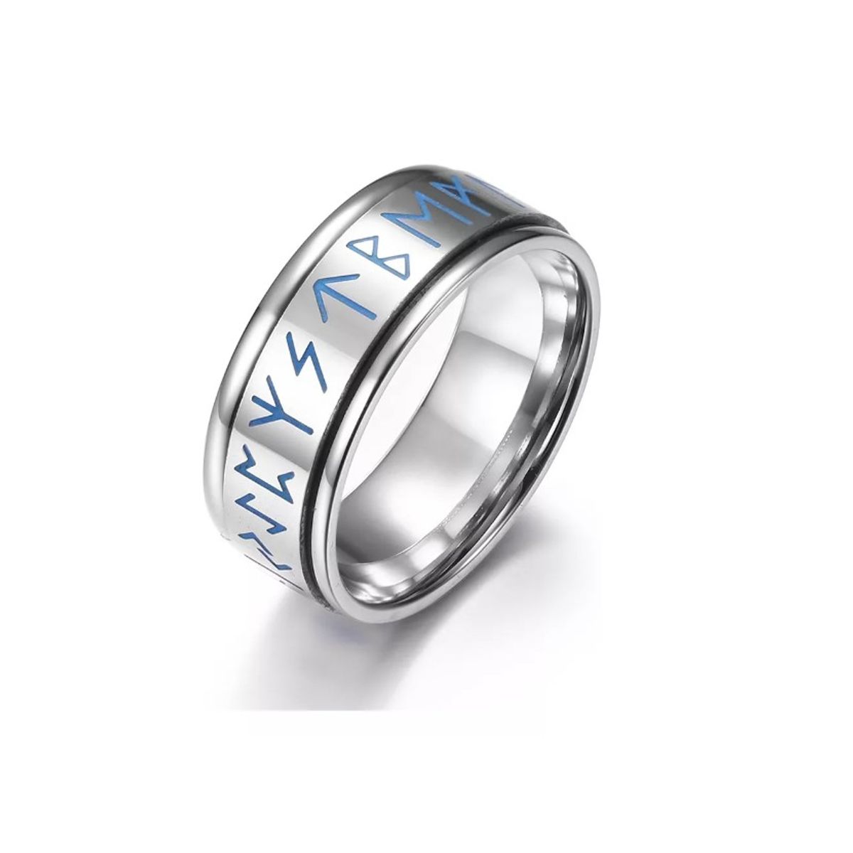GENERICO - Anillo Runas Vikingo Nórdico En Titanio Giratoria Hombre
