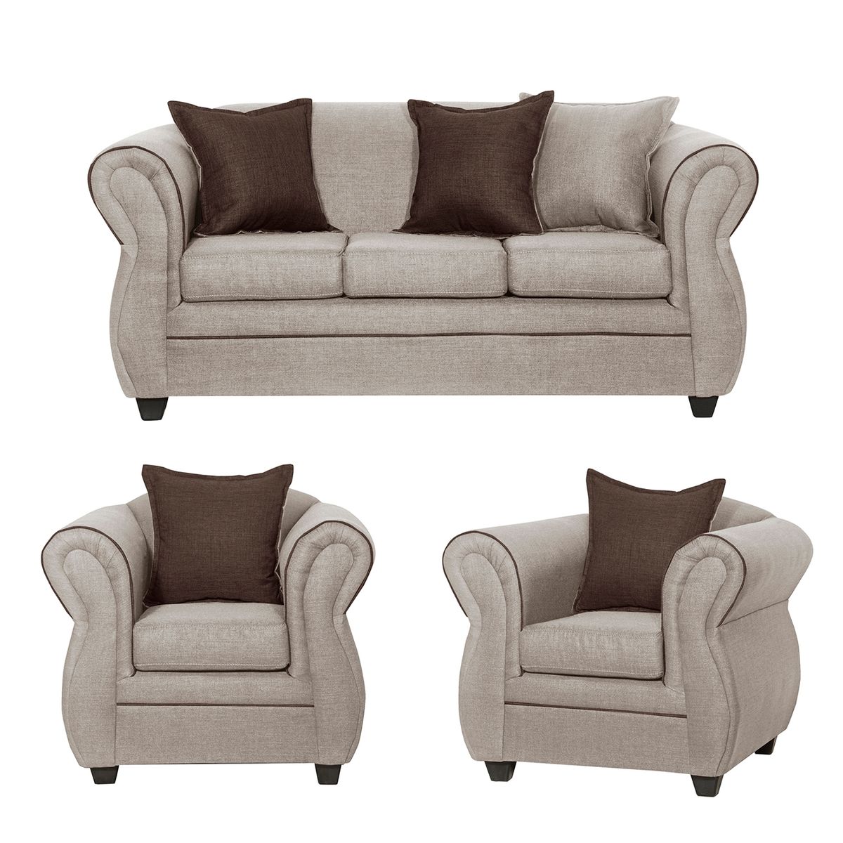 BLACK FACTORY - Juego de Living 3 1 1 Emili Beige