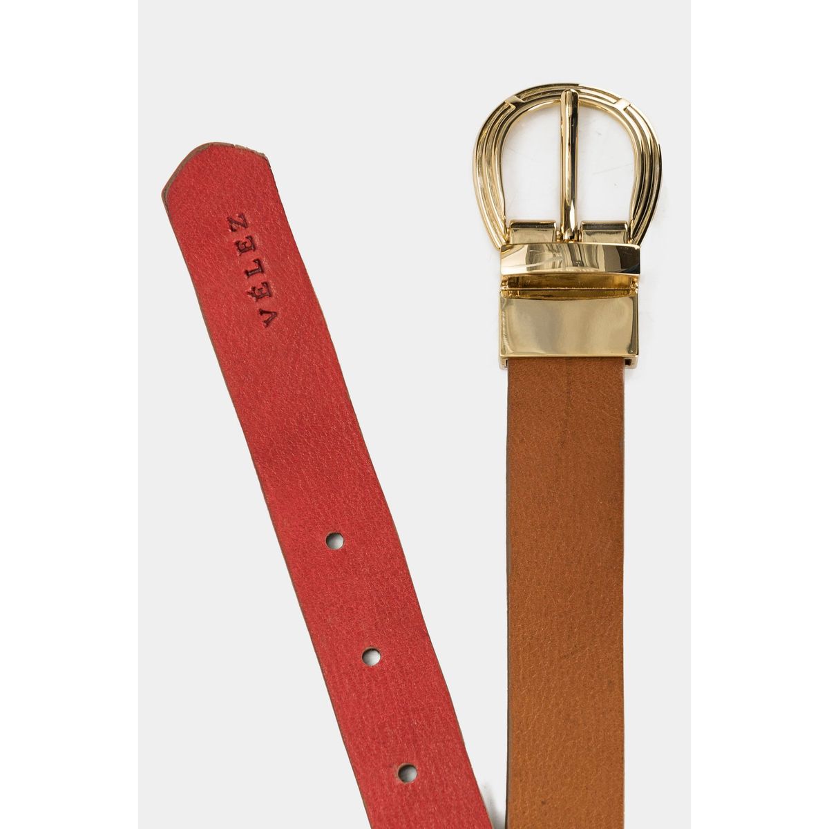 VELEZ - Vélez Cinturón Doble Faz Jaspe Cuero Mujer Básico Atemporal Miel