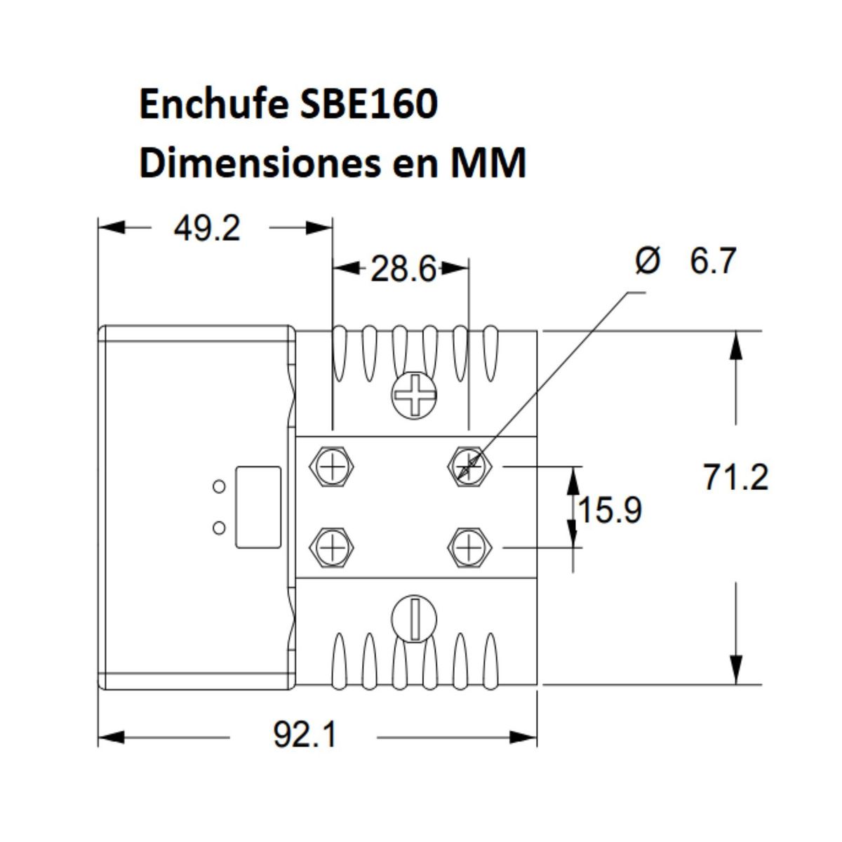 SMH - Conector Baterías Smh Sbe160 160a Rojo C/pines De Señal Aux