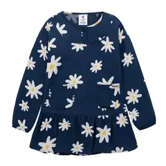 OFFCORSS - Vestido margaritas manga larga para bebé niña - Azul