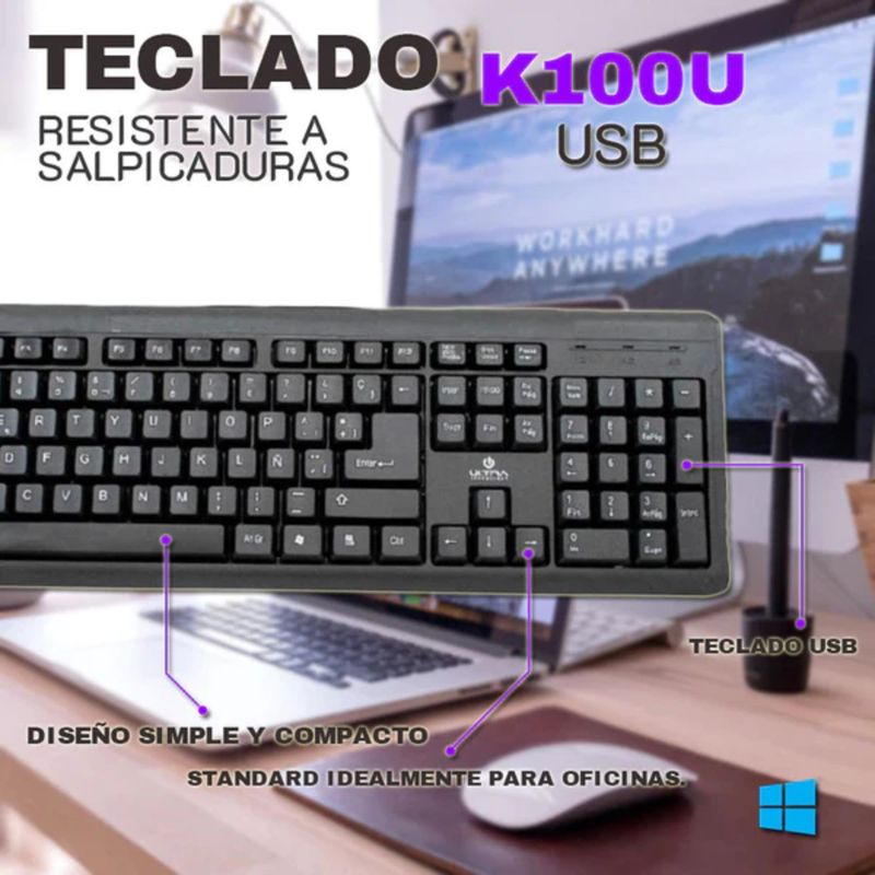 ULTRA - Teclado Usb Ultra K100u Negro