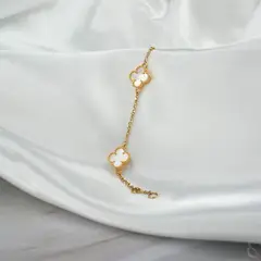 ELLA JOYAS - Pulsera Trébol Nacar Oro 18k