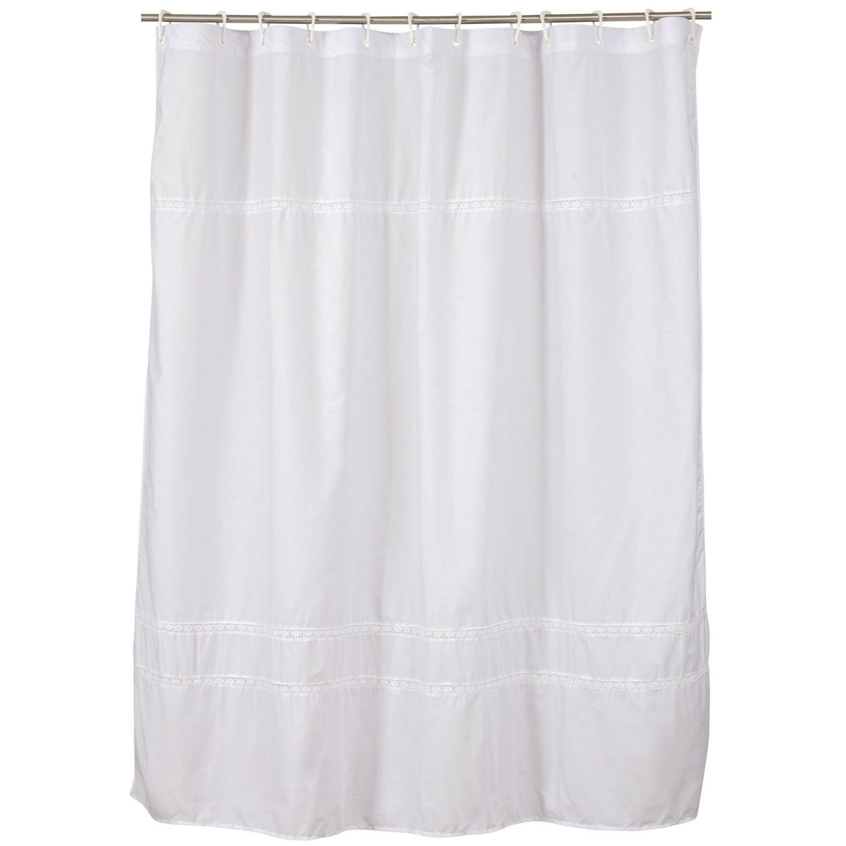 GENTILE - Cortina de baño color blanco bolillo 180 x 180 cms