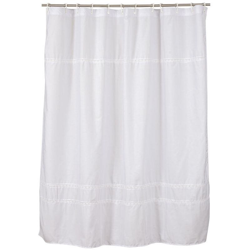 GENTILE - Cortina de baño color blanco bolillo 180 x 180 cms