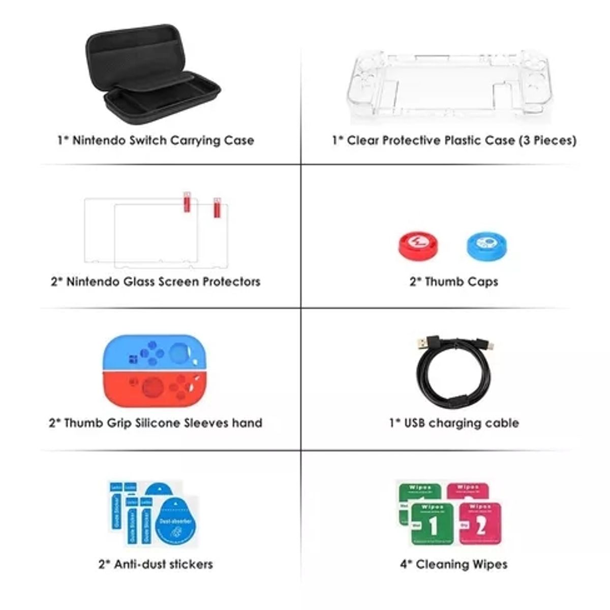 GENERICO - Estuche Protector Para Nintendo Switch Normal Pack 17 En 1