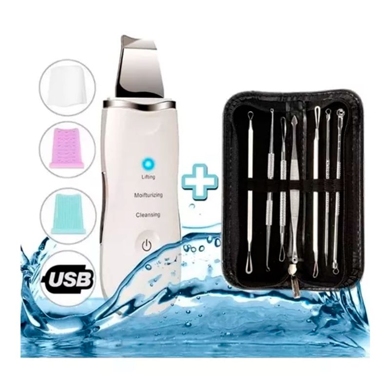 GENERICO - Paleta Peeling Ultrasonico Facial 3-1 + Set 7 Comedones