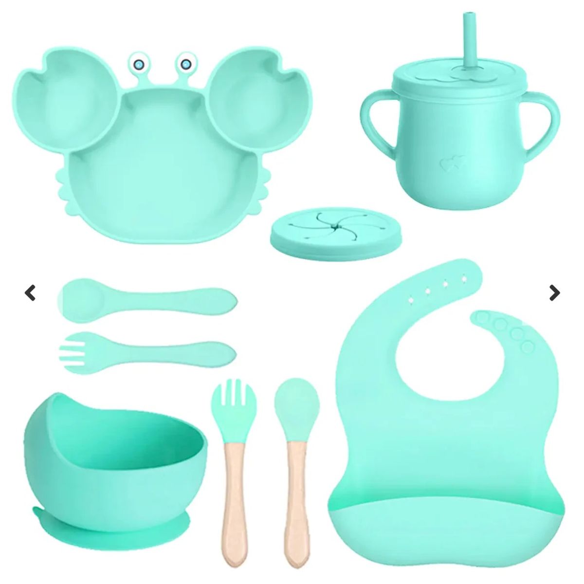 GENERICO - Set Alimentación Silicona Antideslizante Para Bebés 10p TUR