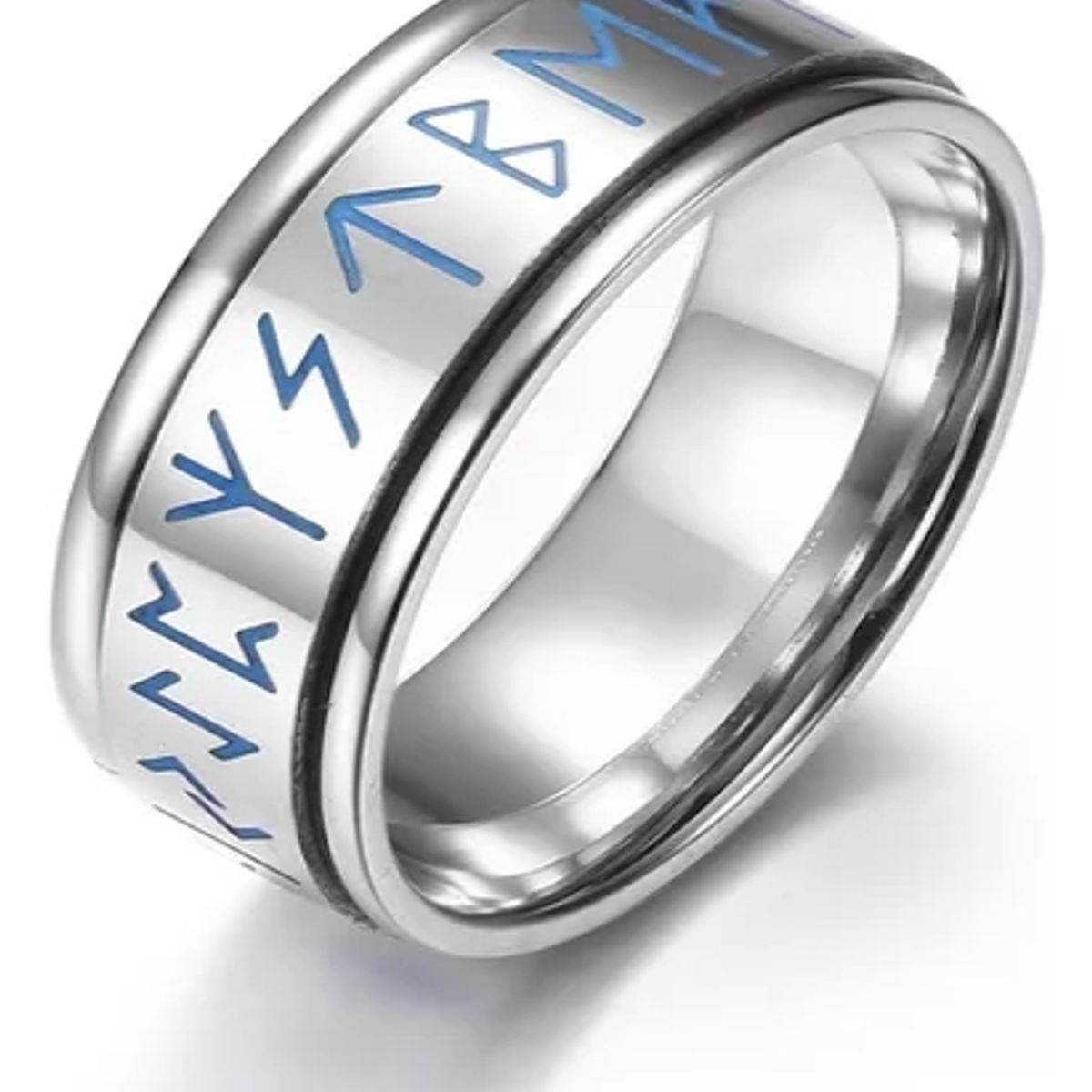 GENERICO - Anillo Runas Vikingo Nórdico En Titanio Giratoria Hombre