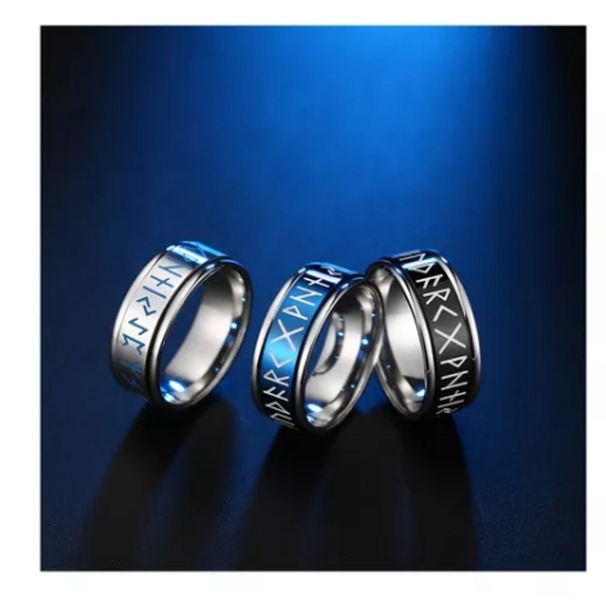 GENERICO - Anillo Runas Vikingo Nórdico En Titanio Giratoria Hombre