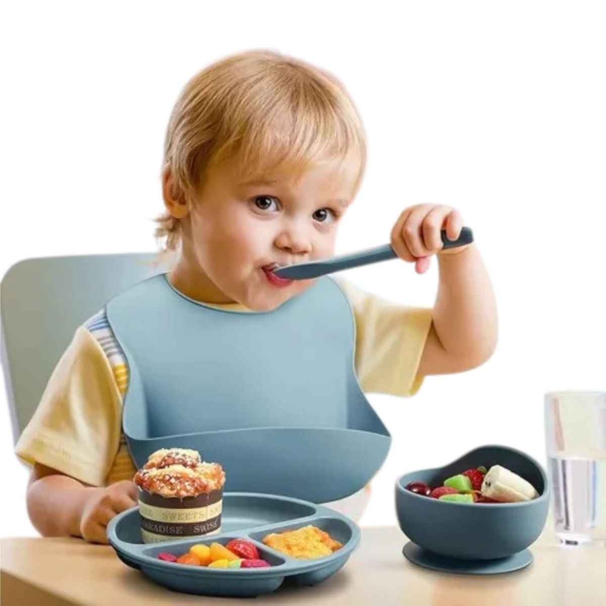 GENERICO - Set De Alimentación Silicona Antideslizante Para Bebés 10p ROSA