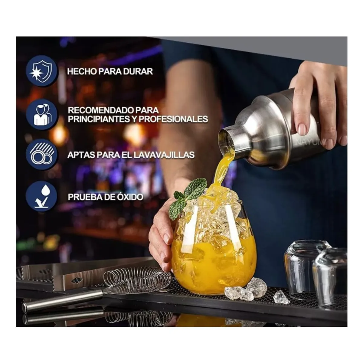 GENERICO - Set Coctelera Bartender Acero Inoxidable Accesorios Bar