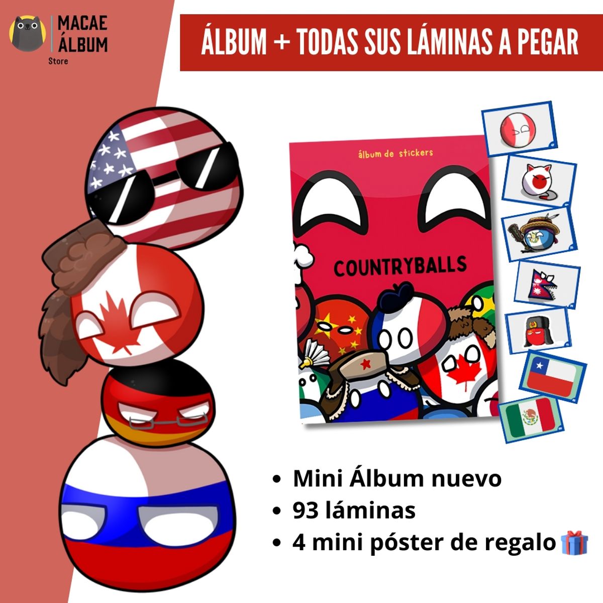 GENERICO - Mini Álbum Countryballs + Todas Sus Láminas a pegar