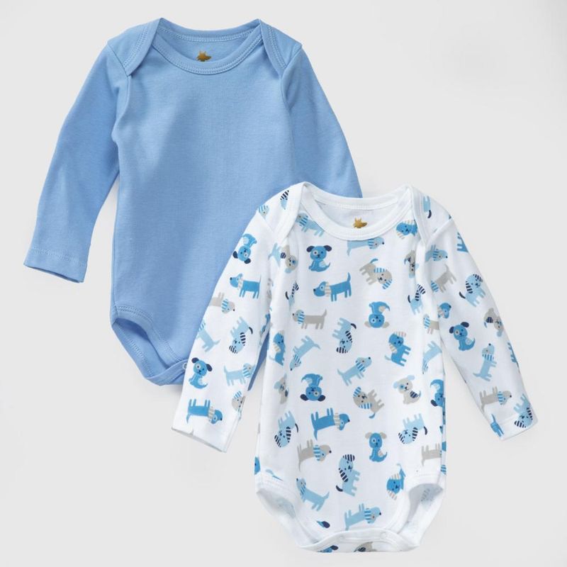 COYOTE KIDS - Pack body blanco celeste perritos algodón peruano - Celeste