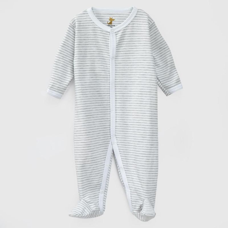 COYOTE KIDS - Enterito gris rayas blancas algodón peruano - Gris