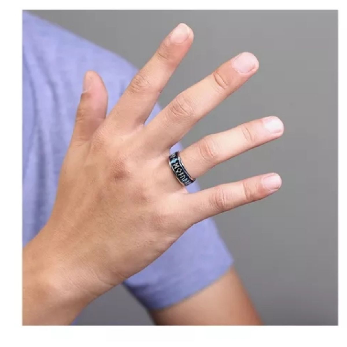 GENERICO - Anillo Runas Vikingo Nórdico En Titanio Giratoria Hombre