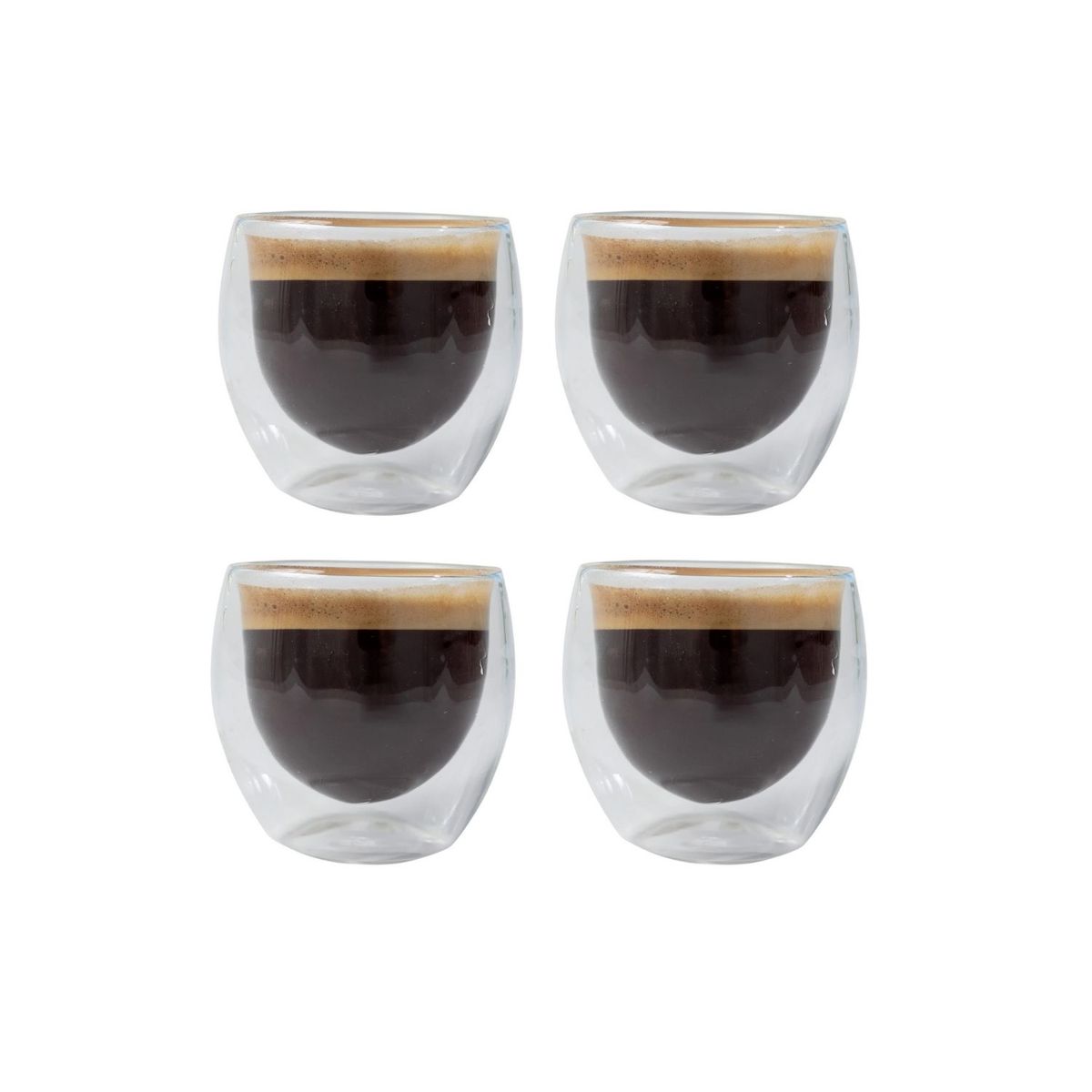 LOS BOLDOS - Pack 4 Vasos Doble Pared Vidrio 100ml Liquidos Calientes Cafe.