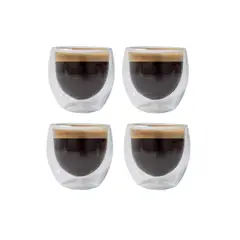 LOS BOLDOS - Pack 4 Vasos Doble Pared Vidrio 100ml Liquidos Calientes Cafe