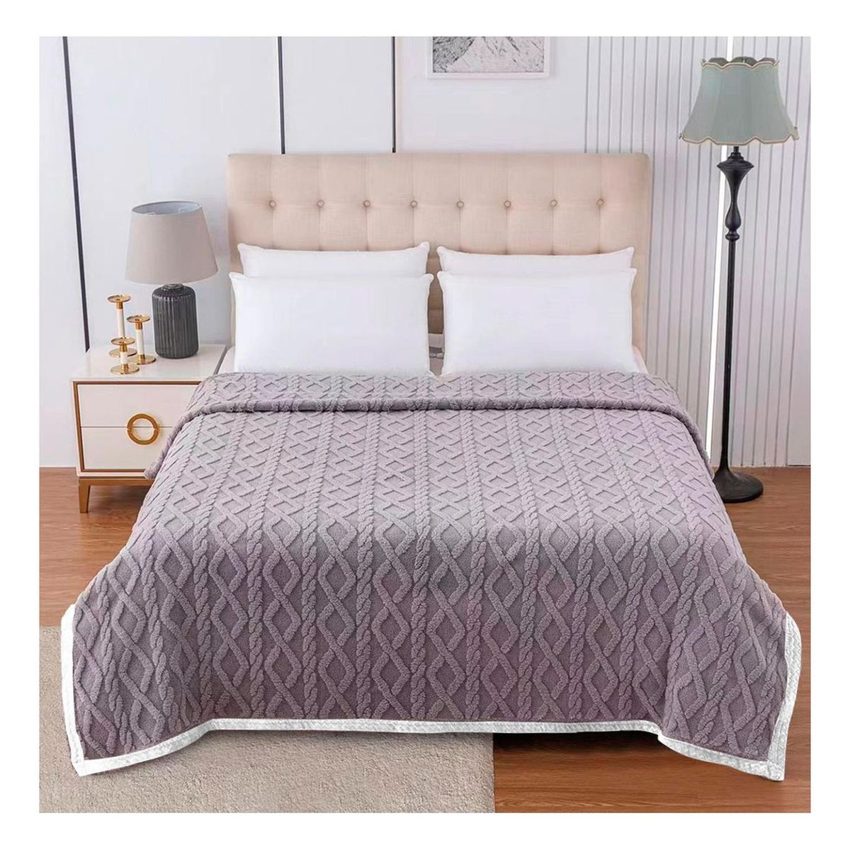 GENERICO - Manta Frazada Suave Diseño Geometrico Colores 240x215 - Gris oscuro - Queen