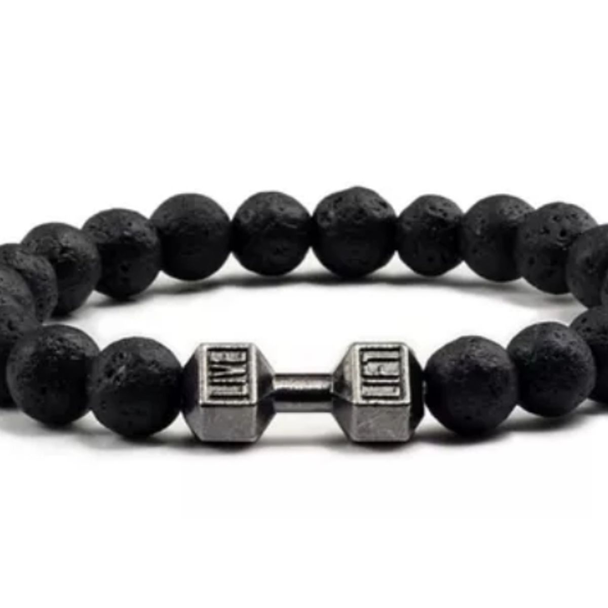 GENERICO - Pulsera Mancuerna Lava Volcánica 8mm Regalo Fitness Deporte
