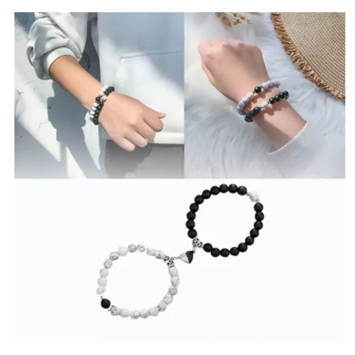 GENERICO - Pulseras Para Parejas Con Imán Corazón Regalo San Valentín