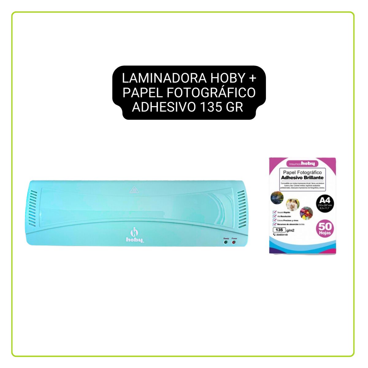 GENERICO - Laminadora Menta A3 + Papel Fotografico Adhesivo. OB 42