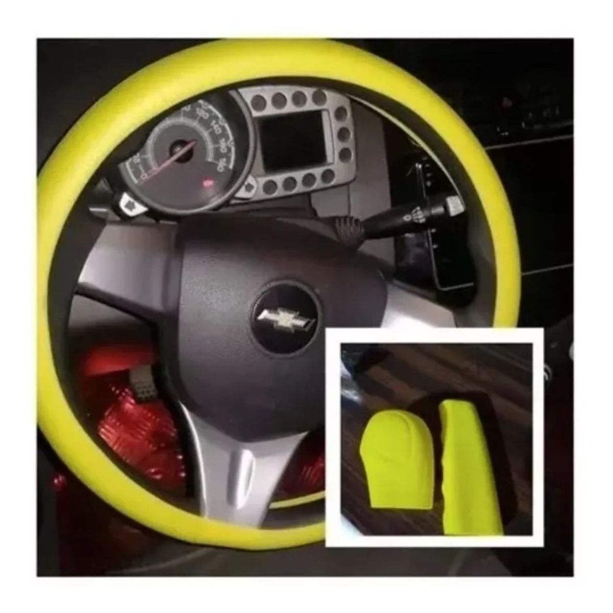 Funda Cubre Volante + Freno De Mano + Palanca Auto Amarillo, marca GENERICO - Foto Principal