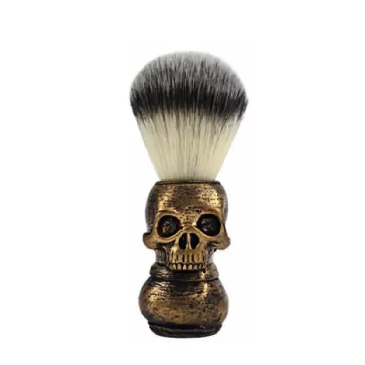 GENERICO - Hisopo O Brocha De Afeitar Calavera Barbería Barba Barbero DORADO