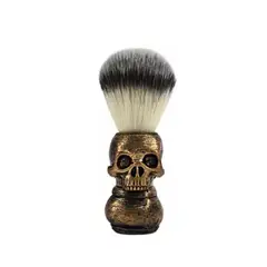 GENERICO - Hisopo O Brocha De Afeitar Calavera Barbería Barba Barbero DORADO