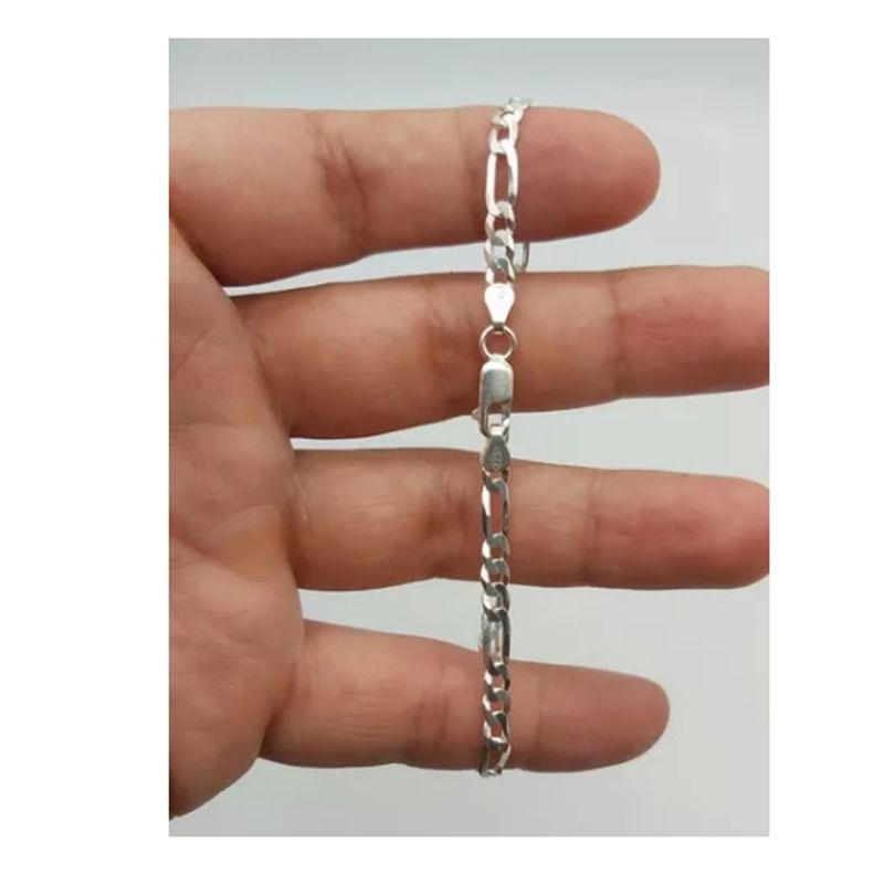GENERICO - Pulsera Hombre Plata Fina Italiana 925 - 4 Mm
