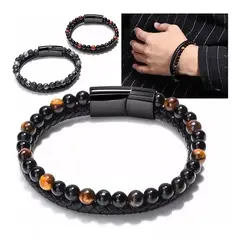 GENERICO - Pulsera De Piedra Cuero Broche Elegante Juvenil