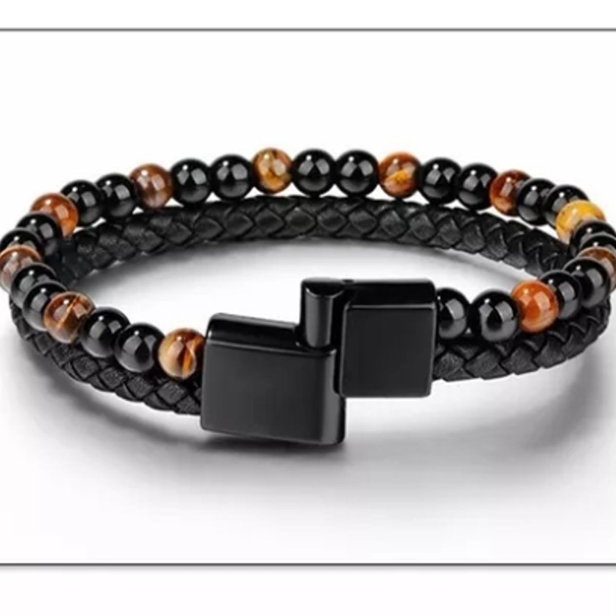 GENERICO - Pulsera De Piedra Cuero Broche Elegante Juvenil
