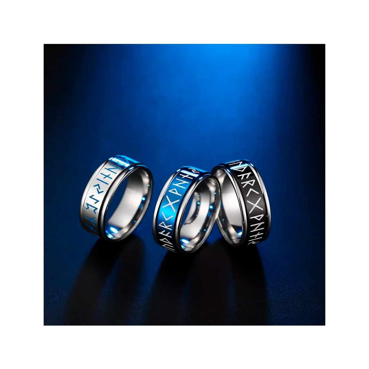 GENERICO - Anillo Runas Vikingo Nórdico En Titanio Giratoria Hombre