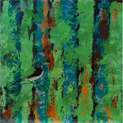ARIVLE - Cuadro bastidor tela óleo figura abstracta ave