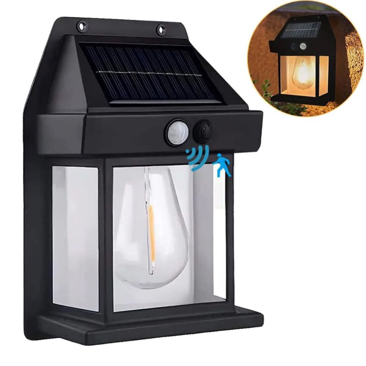 GENERICO - APLIQUE SOLAR AMPOLLETA CON SENSOR DE MOVIMIENTO 888