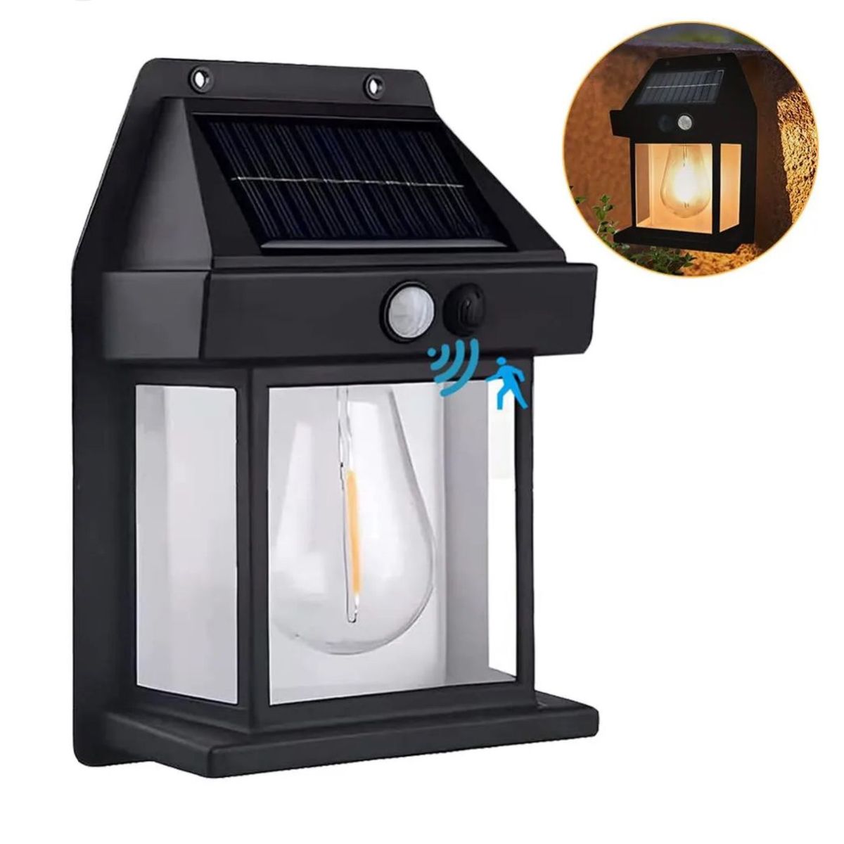 GENERICO - APLIQUE SOLAR AMPOLLETA CON SENSOR DE MOVIMIENTO 888